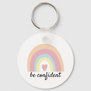 Personalised pastel rainbow confident quote key ring