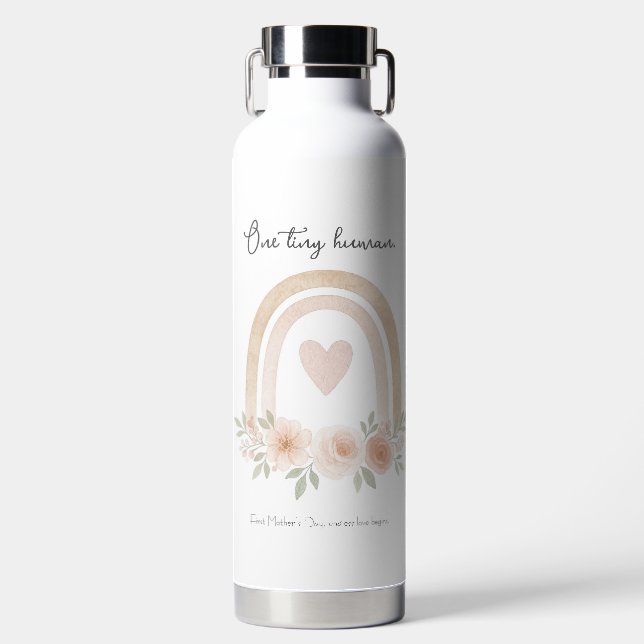 Personalised Pastel Rainbow – First Mother's Day  Water Bottle (Front)