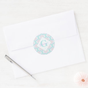 Personalised Pastel Rainbow Floral Mandala Mid Mod Classic Round Sticker