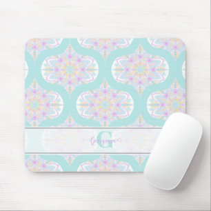 Personalised Pastel Rainbow Floral Mandala Mid Mod Mouse Pad