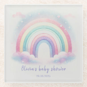Personalised Pastel Rainbow Glass Coaster