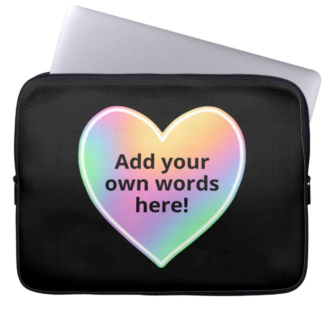 Personalised Pastel Rainbow Heart Laptop Sleeve (Front)