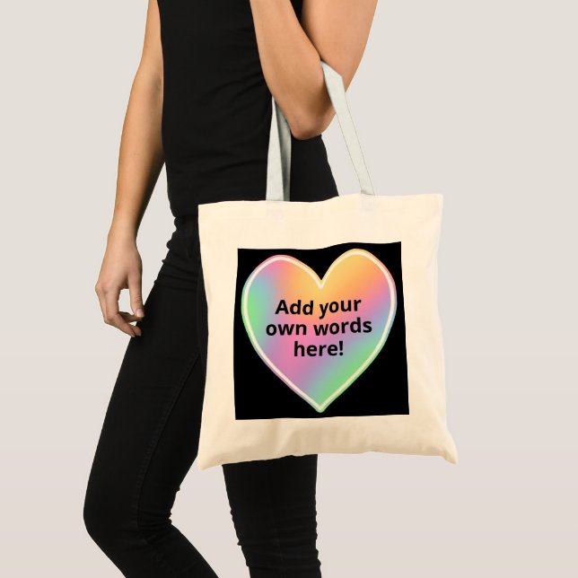Personalised Pastel Rainbow Heart Tote Bag (Front (Product))