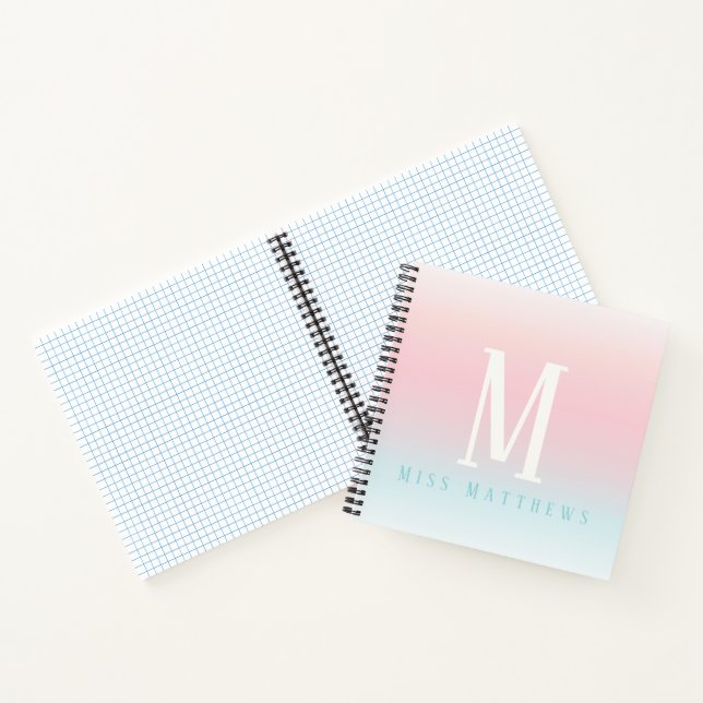 Personalised pastel rainbow name teacher gift notebook (Inside)