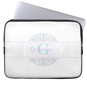 Personalised Pastel Rainbow Ornamental Dot Mandala Laptop Sleeve