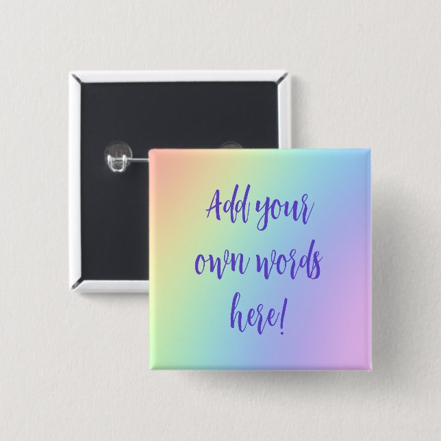 Personalised Pastel Rainbow Square Button (Front & Back)