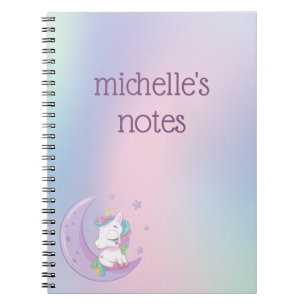 Personalised Pastel Rainbow Unicorn  Notebook