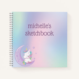 Personalised Pastel Rainbow Unicorn  Notebook