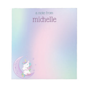 Personalised Pastel Rainbow Unicorn  Notepad
