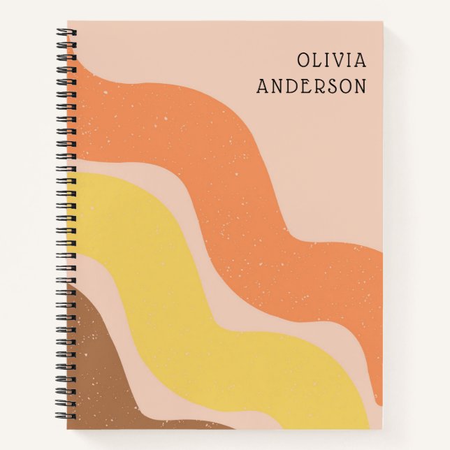 Personalised Pastel Retro Stripe Spiral Notebook (Front)