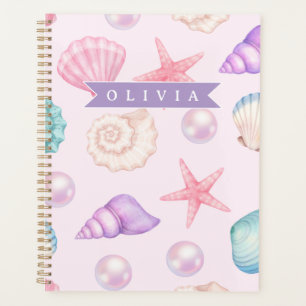 Personalised Pastel Seashell Coastal Custom Name Planner
