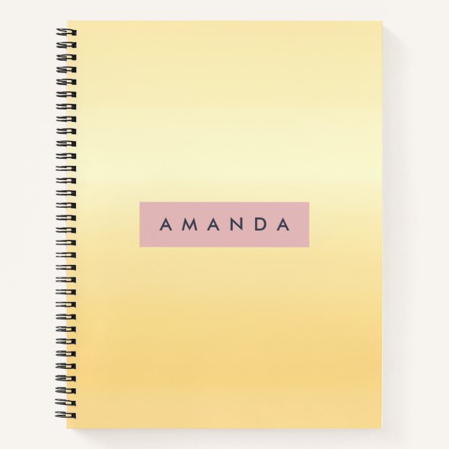 Personalised Pastel Soft Yellow Ombre  Notebook (Front)