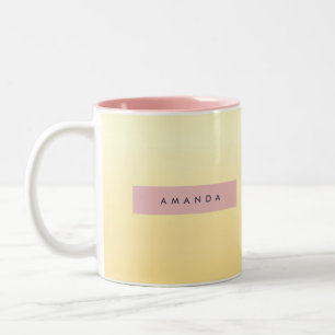 Personalised Pastel Soft Yellow Ombre Two-Tone Coffee Mug