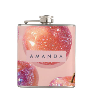 Personalised Pastel Sparkle Peach Style Hip Flask