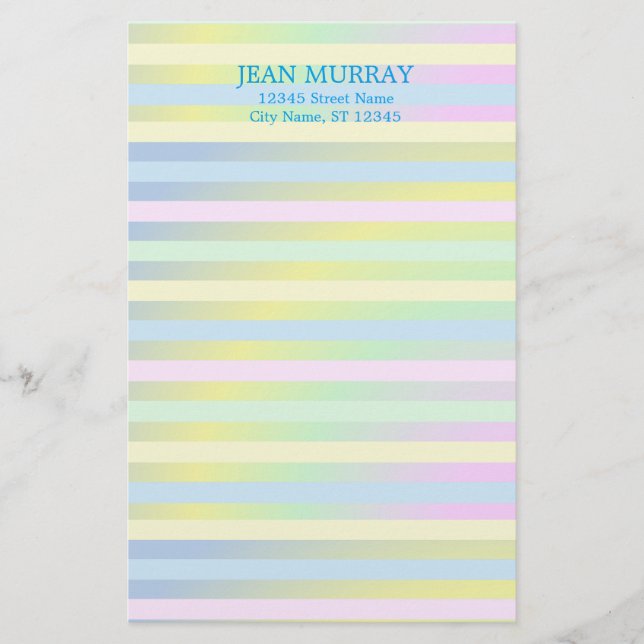 Personalised Pastel Striped Stationery (Front)