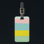 Personalised Pastel Stripes Traveller Destination Luggage Tag<br><div class="desc">Make your suitcase stand out with this stylish personalised luggage tag featuring soft pastel stripes in a modern colour block design. Perfect for frequent travelers, jet-setters, and vacation lovers, this tag adds a trendy touch to any bag while keeping your information secure. Customise it with a name for a unique...</div>