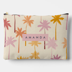 Personalised Pastel Tropical Sunset Palm Tree Accessory Pouch