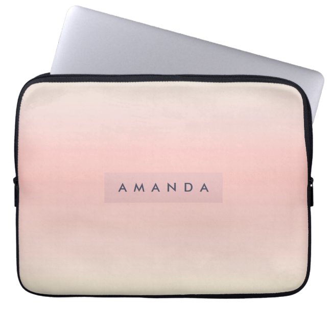 Personalised Pastel Warm Peach Blush Fade Laptop Sleeve (Front)