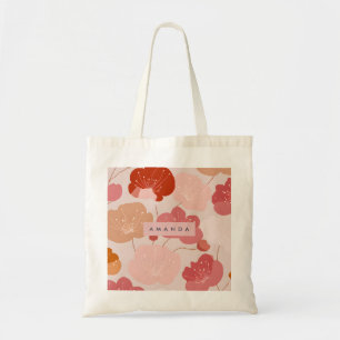 Personalised Pastel Warm Retro Floral Aesthetic Tote Bag