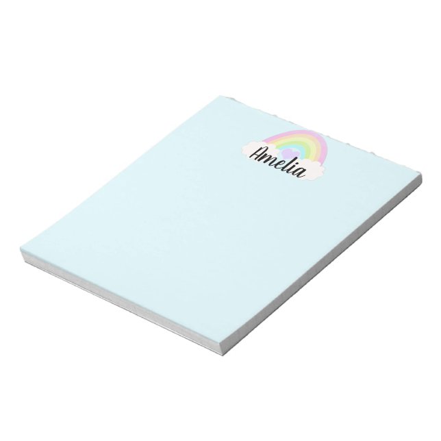 Personalised Pastel Watercolor Rainbow Notepad (Rotated)