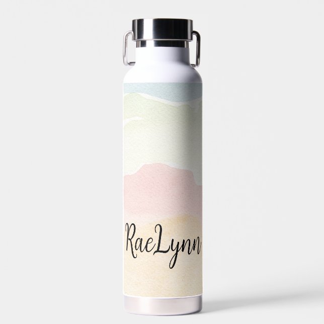 Personalised Pastel Watercolor Water Bottle (Front)