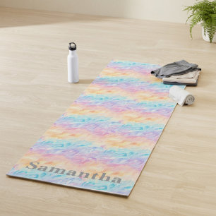 Personalised Pastel Watercolor Waves Yoga Mat