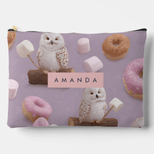 Personalised Pastel Whimsical Owl Pattern Accessory Pouch