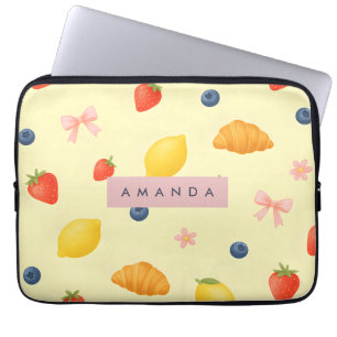Personalised Pastel Yellow Breakfast Pattern Laptop Sleeve