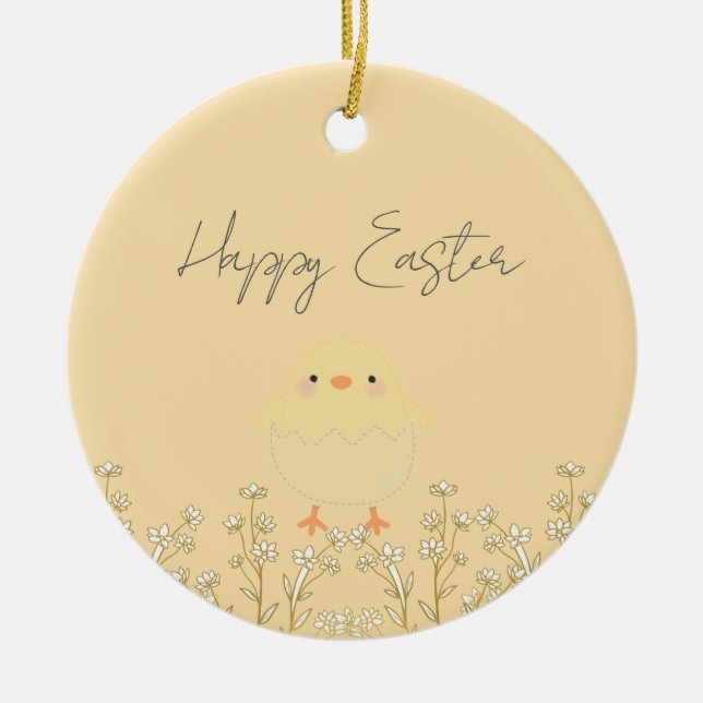 Personalised Pastel Yellow Easter Ornament (Front)