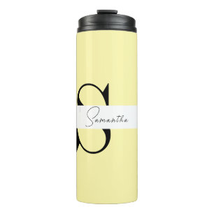 Personalised Pastel Yellow Monogram  Thermal Tumbler