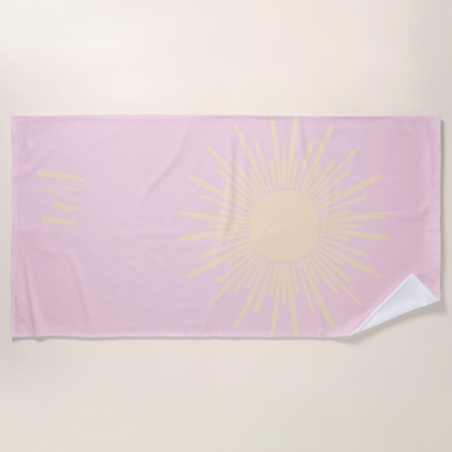 Personalised Pastel Yellow Sun Beach Towel (Front)