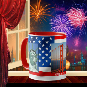Personalised Patriot USA Flag Photo Mug