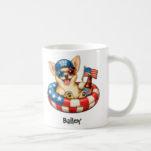 Personalised Patriotic 4th of July Chihuahua Coffee Mug