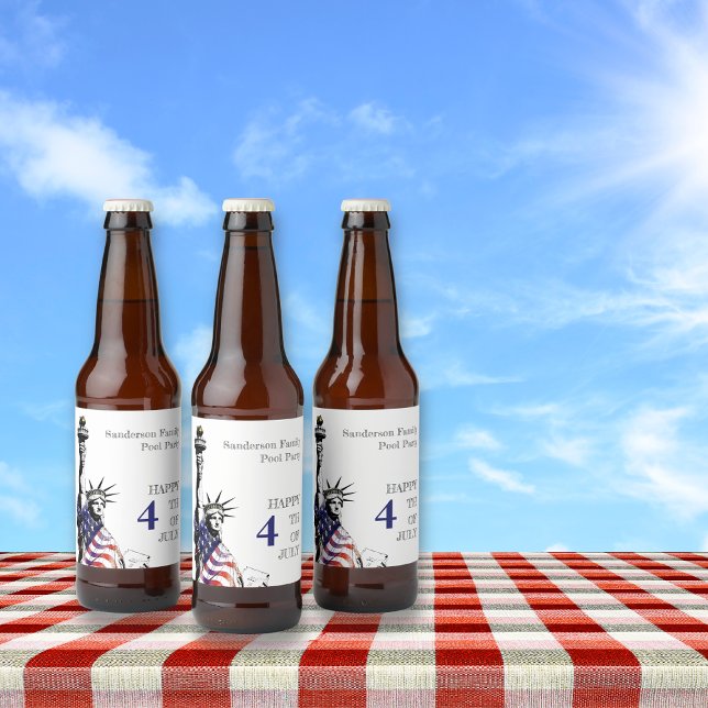 Personalised Patriotic 4th of July Party Beer Bottle Label (Creator Uploaded)