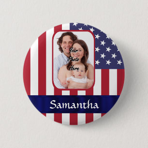 Personalised Patriotic American flag 6 Cm Round Badge