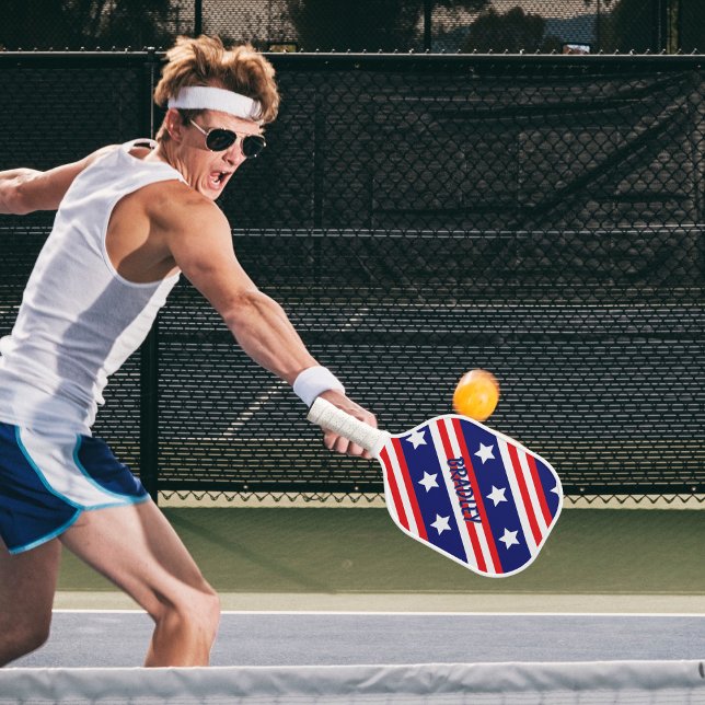 Personalised Patriotic American Flag Name Pickleball Paddle (Creator Uploaded)
