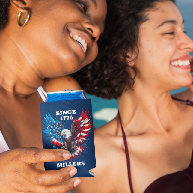 Personalised Patriotic Colours America Bold Eagle Can Cooler (Creator Uploaded)