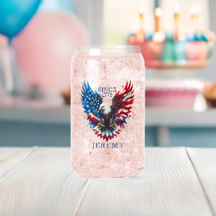 Personalised Patriotic Colours America Bold Eagle Can Glass