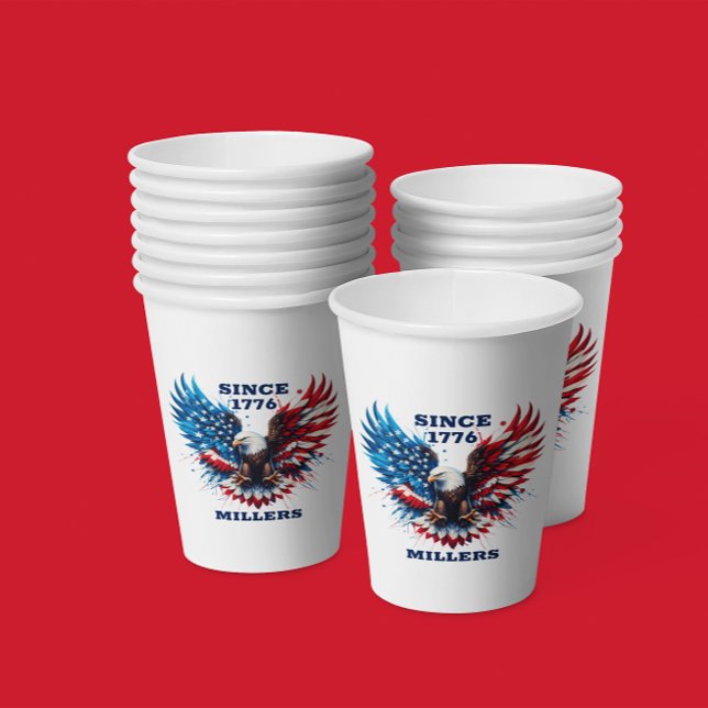 Personalised Patriotic Colours America Bold Eagle Paper Cups (Creator Uploaded)