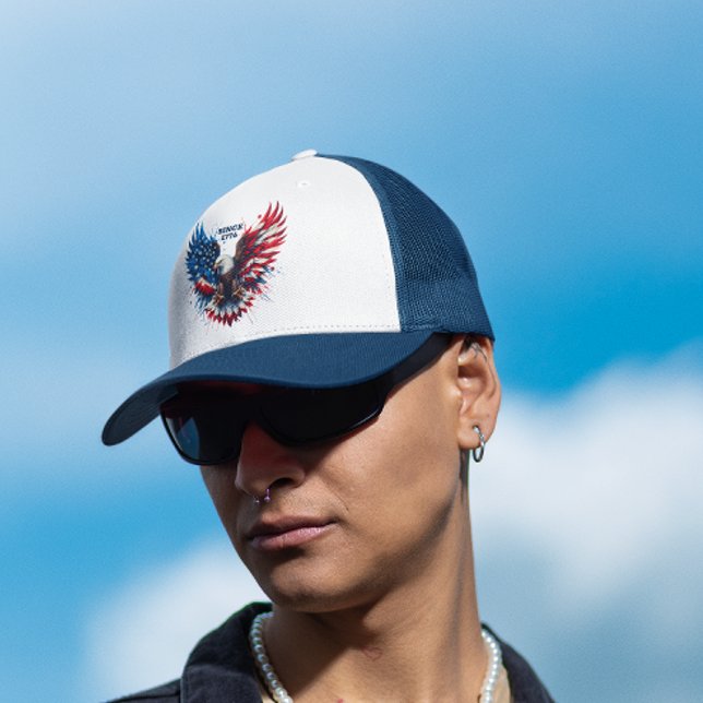 Personalised Patriotic Colours America Bold Eagle Trucker Hat (Creator Uploaded)