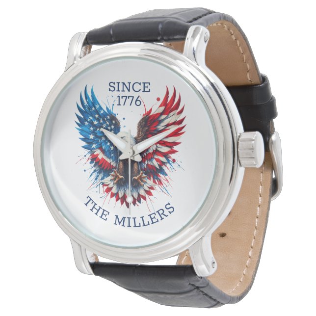 Personalised Patriotic Colours America Bold Eagle Watch (Angled)