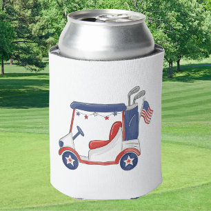 Personalised Patriotic Golf Cart Happy 4th Favou Can Cooler