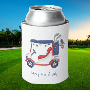 Personalised Patriotic Golf Cart   Happy 4th Favou Can Cooler