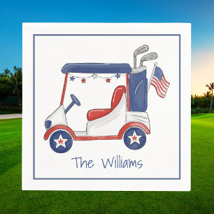 Personalised Patriotic Golf Cart / Red White Blue  Napkin
