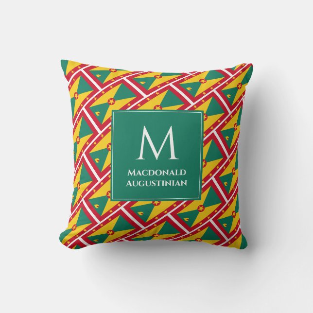 Personalised Patriotic GRENADA FLAG Monogram Cushion (Front)