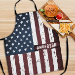Personalised Patriotic Stars Stripes American Flag Apron<br><div class="desc">Show your American pride or give a special gift with this USA American Flag apron in a distressed worn grunge design. This united states of america flag bbq apron design with stars and stripes in red white and blue is perfect for fourth of July bbq parties, Memorial day party, family...</div>