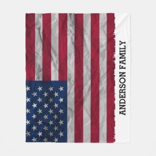Personalised Patriotic USA American Flag Fleece Blanket