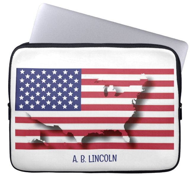 Personalised Patriotic USA AMERICAN Flag Laptop Sleeve (Front)