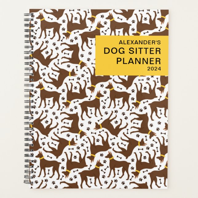 Personalised Pattern Business Dog Sitter Planner (Front)