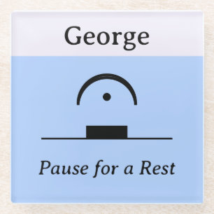 Personalised Pause Rest Musical Humour Music Blue Glass Coaster